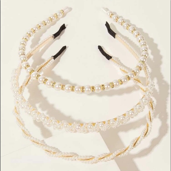 Accessories - Three Piece Faux Pearl Beaded Hair Hoop - NWT
